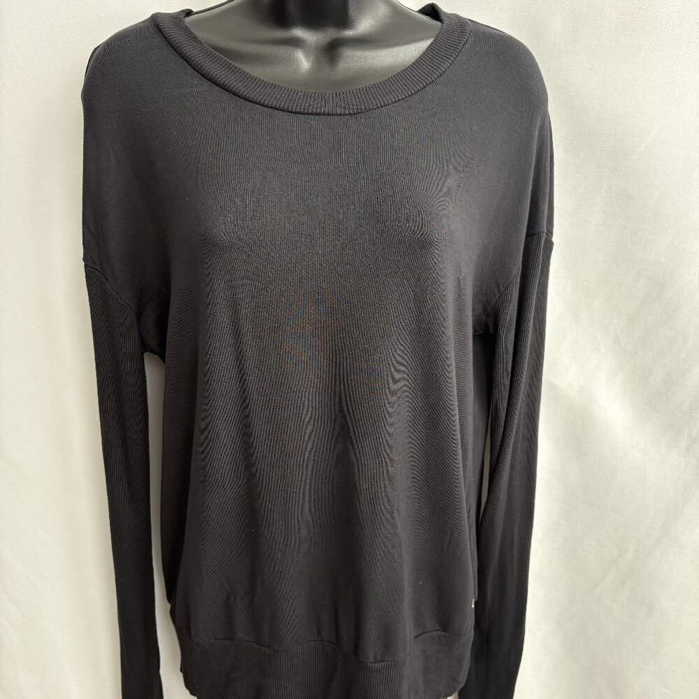 Alo Black Tee Open Back Cutout Yoga Pilates Fitness Oversized Size M Basics